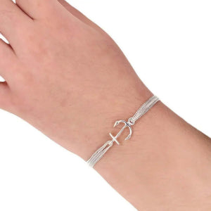 Anchor Silver Bracelet with model - Nueve Sterling