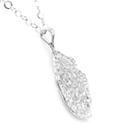 Autumn Leaf Long Silver Necklace side - Nueve Sterling