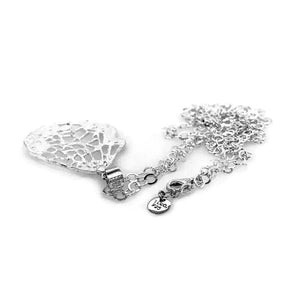 Autumn Leaf Long Silver Necklace top - Nueve Sterling