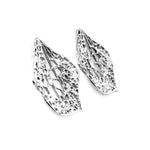 Autumn Leaves Silver Post Earrings side - Nueve Sterling