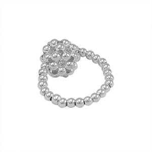 Silver Beads Ball Elastic Ring - Nueve Sterling