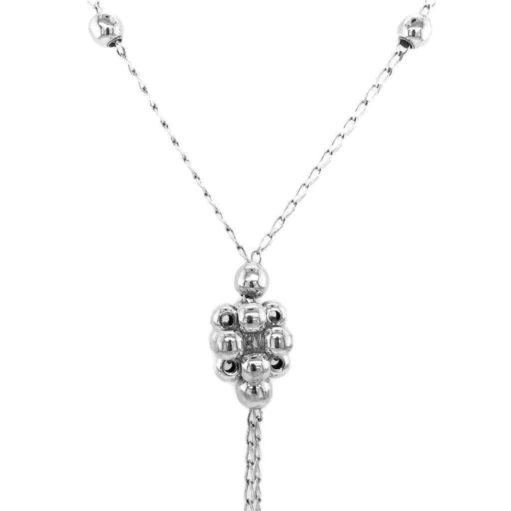 %product Beads Ball Lariat Necklace in Silver Nueve Sterling
