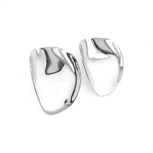 Silver Bent Circles Earrings side - Nueve Sterling