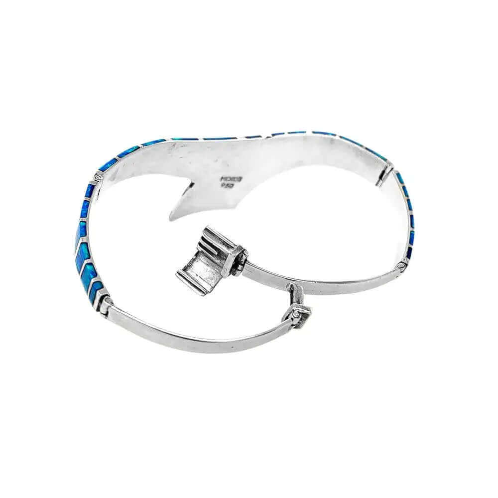 Big Blue Opal Silver Bracelet back - Nueve Sterling
