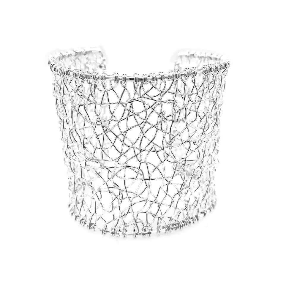 Big Mesh Silver Cuff Bracelet - Nueve Sterling