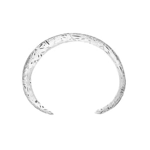 Big Niello Finish Silver Cuff Bracelet top - Nueve Sterling