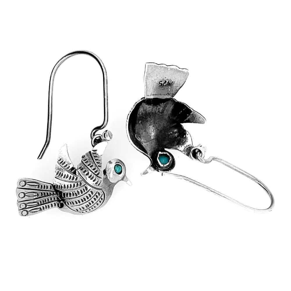 Bird Silver Earrings With Small Stone top - Nueve Sterling
