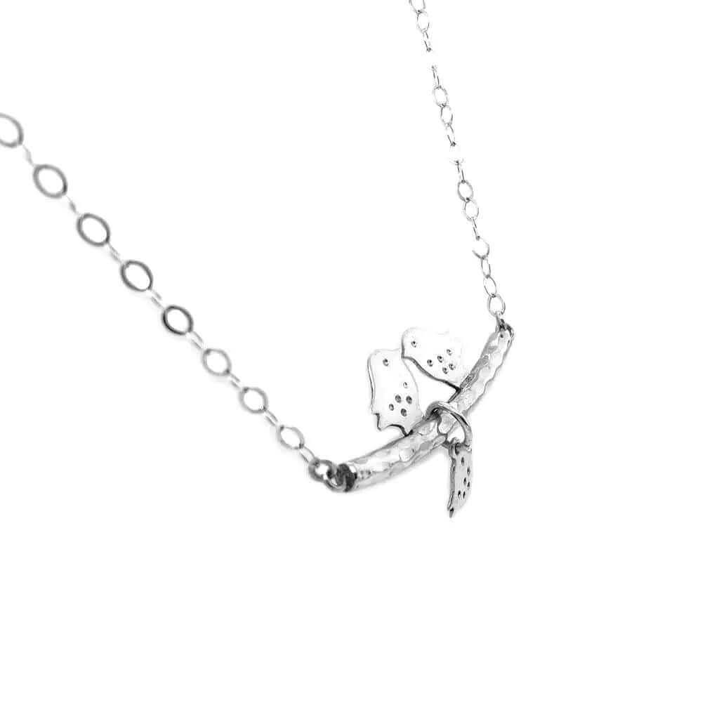 Birds Silver Necklace side - Nueve Sterling