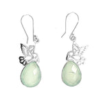 Chalcedony Hummingbird Silver Earrings - Nueve Sterling