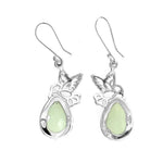 Chalcedony Hummingbird Silver Earrings back - Nueve Sterling