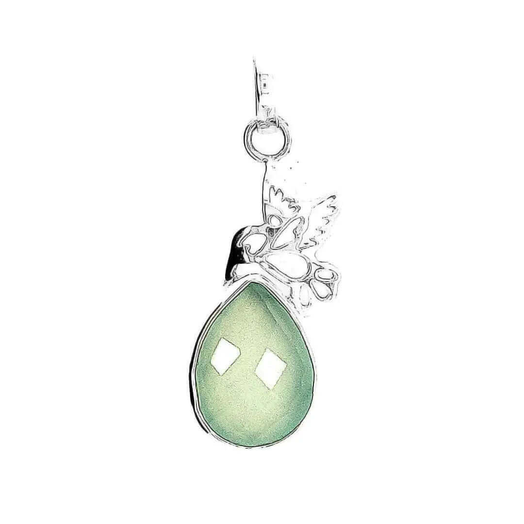 Chalcedony Hummingbird Silver Pendant - Nueve Sterling