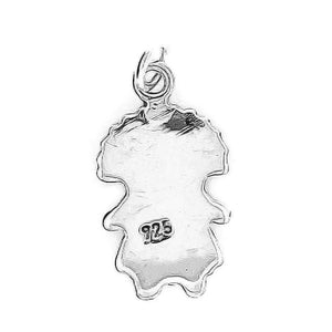 Charming Mexican Doll Enamel Silver Pendant back - Nueve Sterling