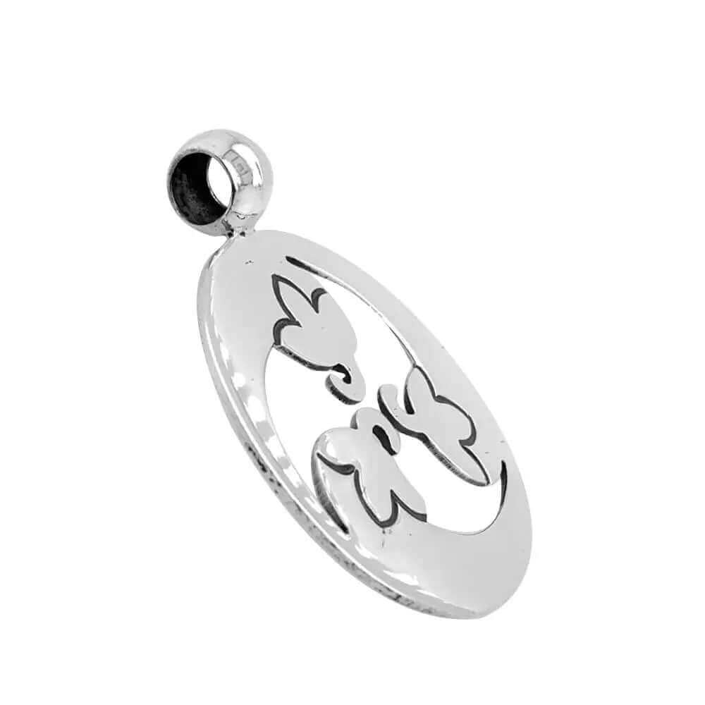 Mexican Chilis Silver Pendant side - Nueve Sterling