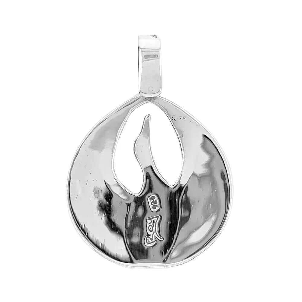 Silver Crane Pendant back - Nueve Sterling