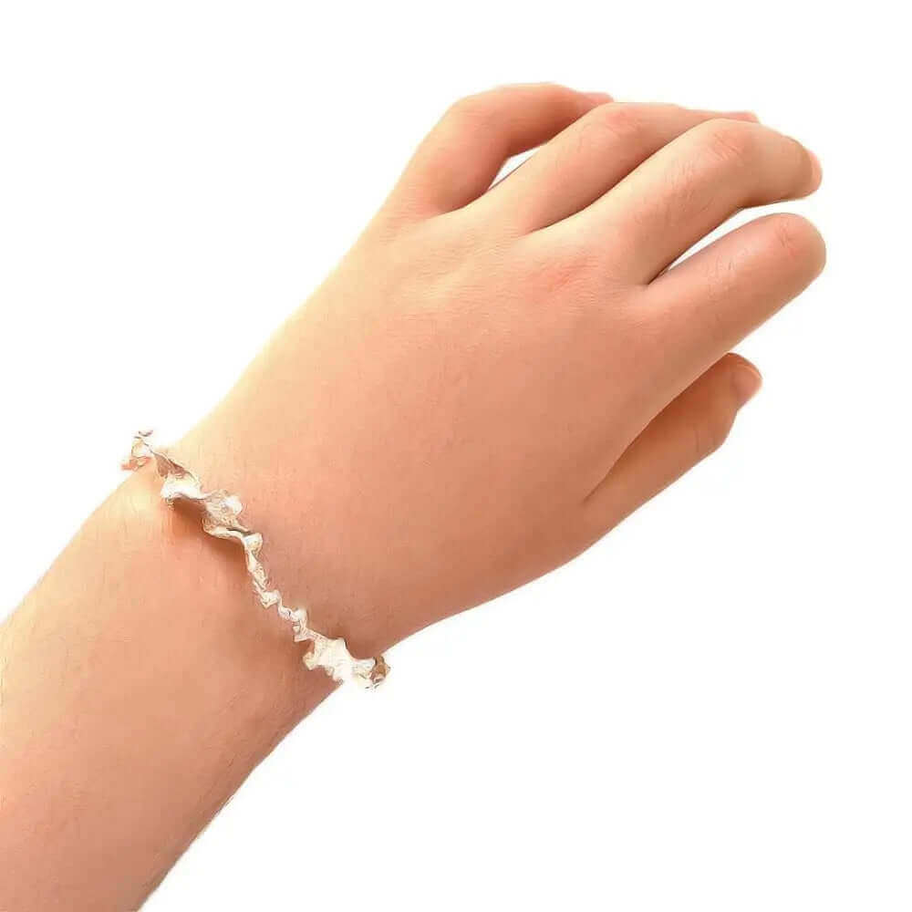 Crispy Flakes Silver Bracelet with model - Nueve Sterling