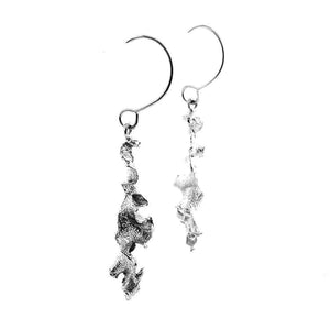 Crispy Flakes Silver Hook Earrings side - Nueve Sterling