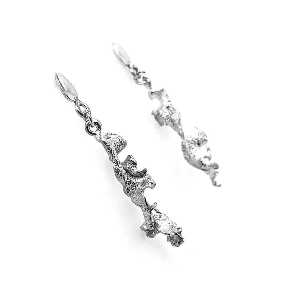 Crispy Flakes Silver Post Earrings side - Nueve Sterling