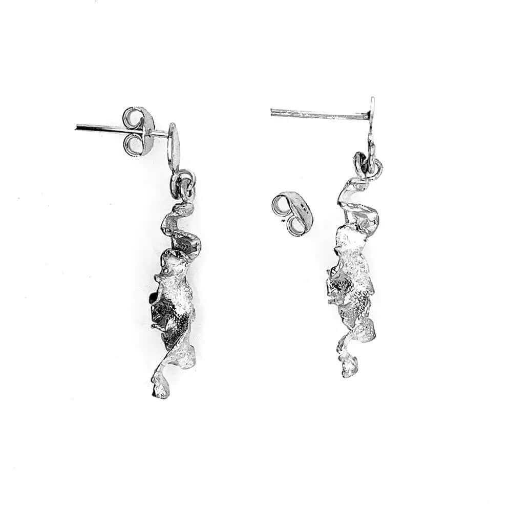 Crispy Flakes Silver Post Earrings flat - Nueve Sterling