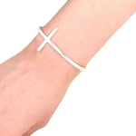 Delicate Silver Cruz Bracelet with model - Nueve Sterling