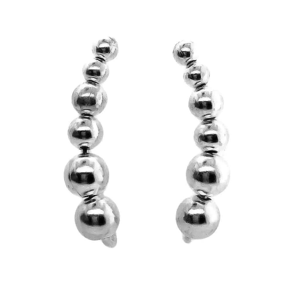 Curved-Balls-Silver-Climber-Earrings-front-Nueve-Sterling