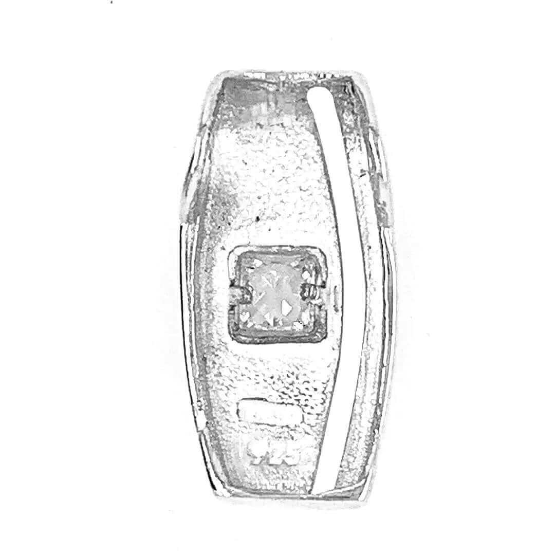 Curved Pendant In Silver With Zirconia back - Nueve Sterling