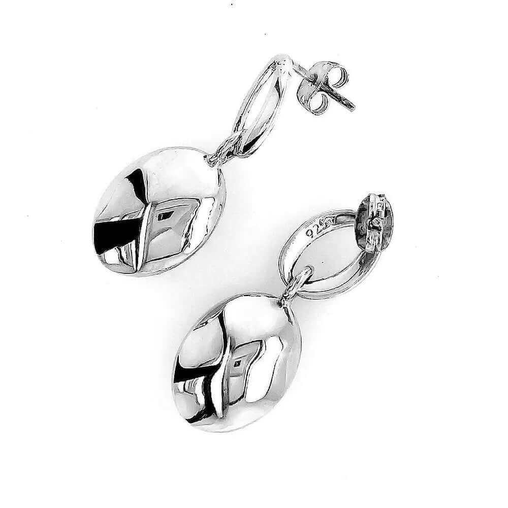 Dangling Oval Silver Earrings top