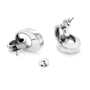 Dangling Oval Silver Post Earrings flat - Nueve Sterling