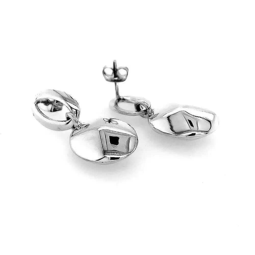 Dangling Oval Silver Earrings flat