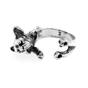 Dog Silver Ring front - Nueve Sterling