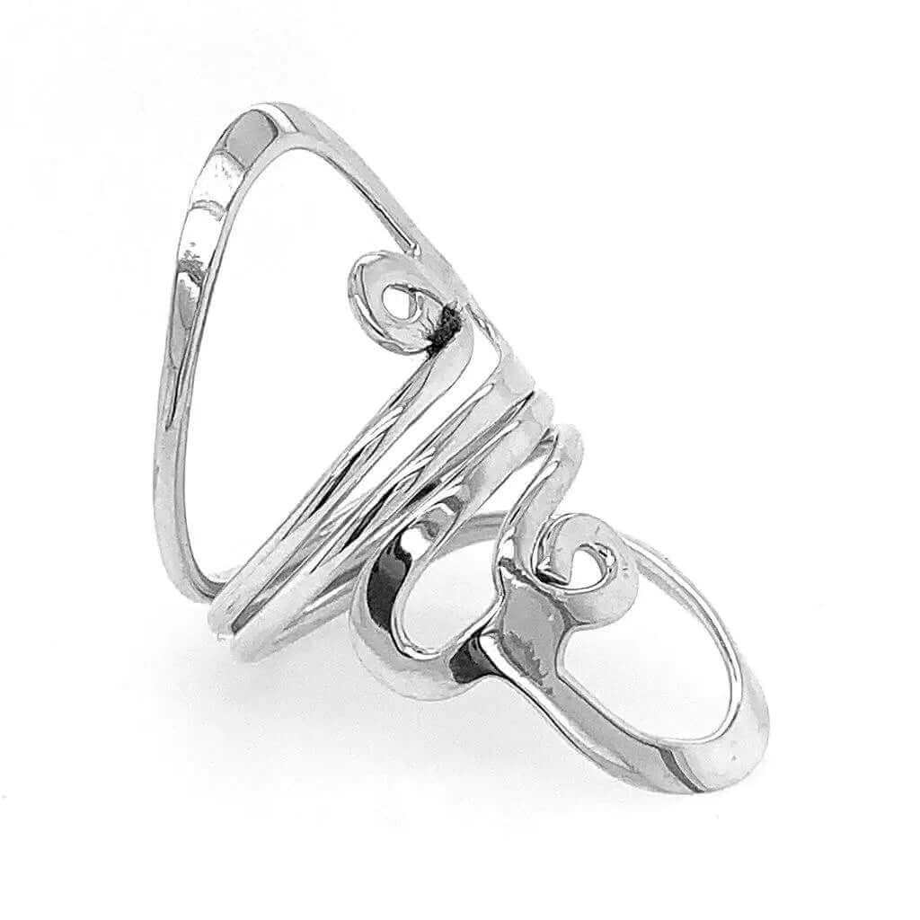 Double Heart Silver Ring side - Nueve Sterling