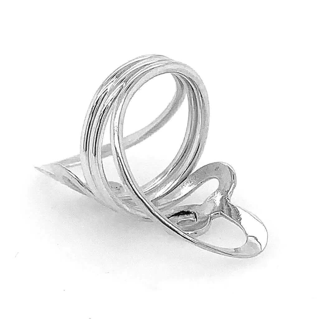 Double Heart Silver Ring back - Nueve Sterling