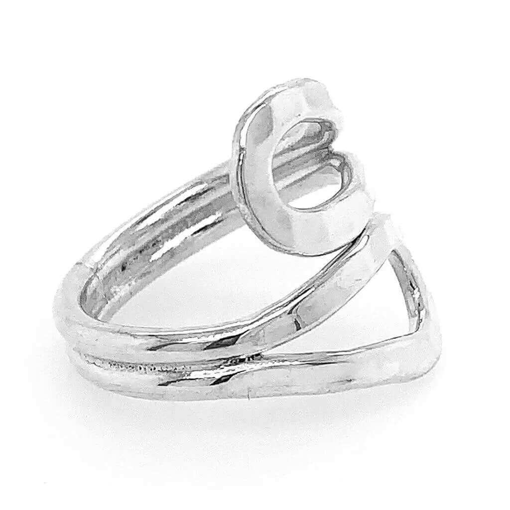 Double Loop Silver Ring side - Nueve Sterling