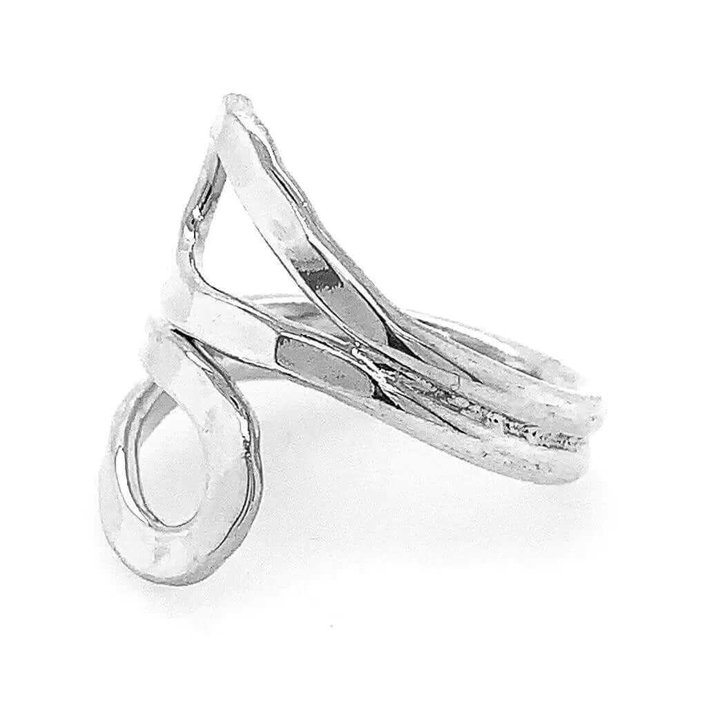 Double Loop Silver Ring side - Nueve Sterling