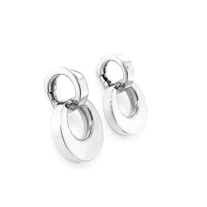 Double Round Silver Earrings side - Nueve Sterling