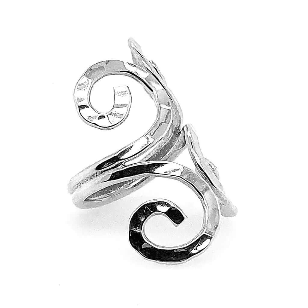 Double Swirl Silver Ring side - Nueve Sterling