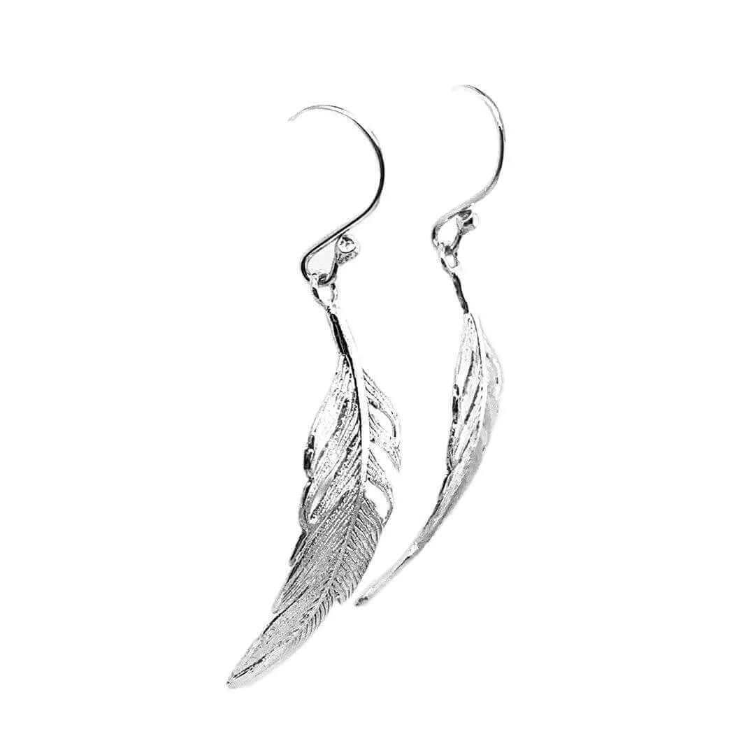 %product Feather Earrings in Silver Nueve Sterling