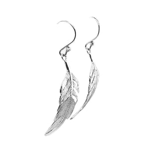 %product Feather Earrings in Silver Nueve Sterling