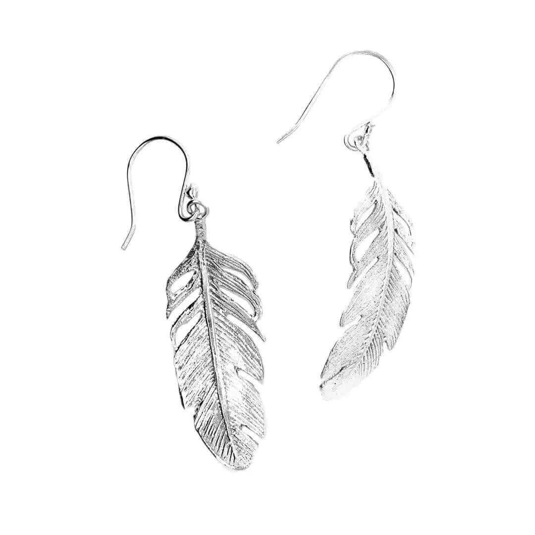 %product Feather Earrings in Silver Nueve Sterling