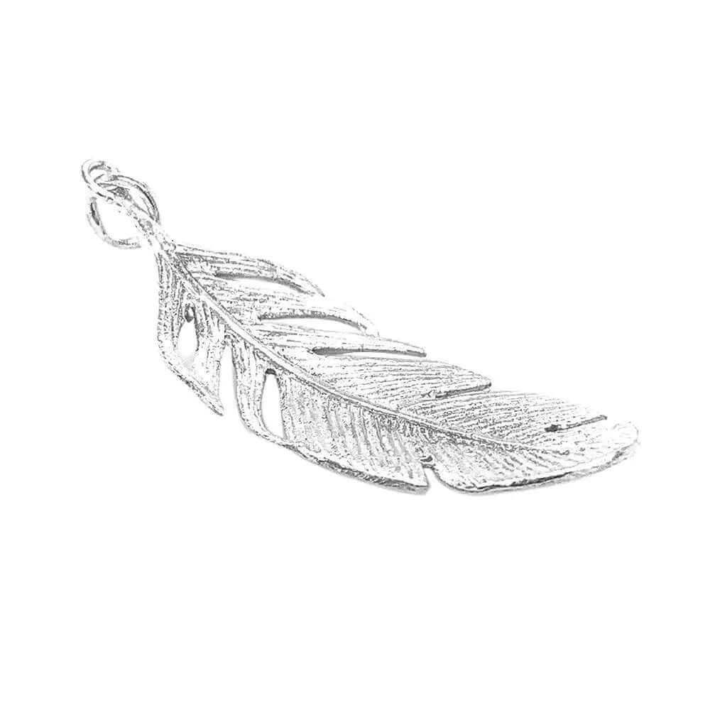 %product Feather Pendant in Silver Nueve Sterling