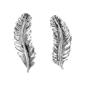 Feather-Silver-Climber-Earrings-front-Nueve-Sterling