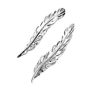 Feather-Silver-Climber-Earrings-side-Nueve-Sterling