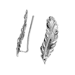 Feather-Silver-Climber-Earrings-top-Nueve-Sterling