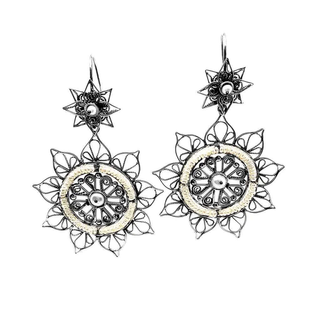 Filigree Mandala Silver Earrings - Nueve Sterling