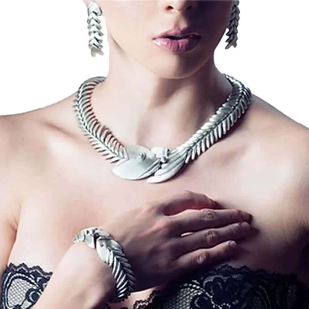 Fishbone Silver Necklace - Statement Taxco Silver Jewelry