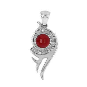 Flame Silver Pendant with Gemstone - Nueve Sterling