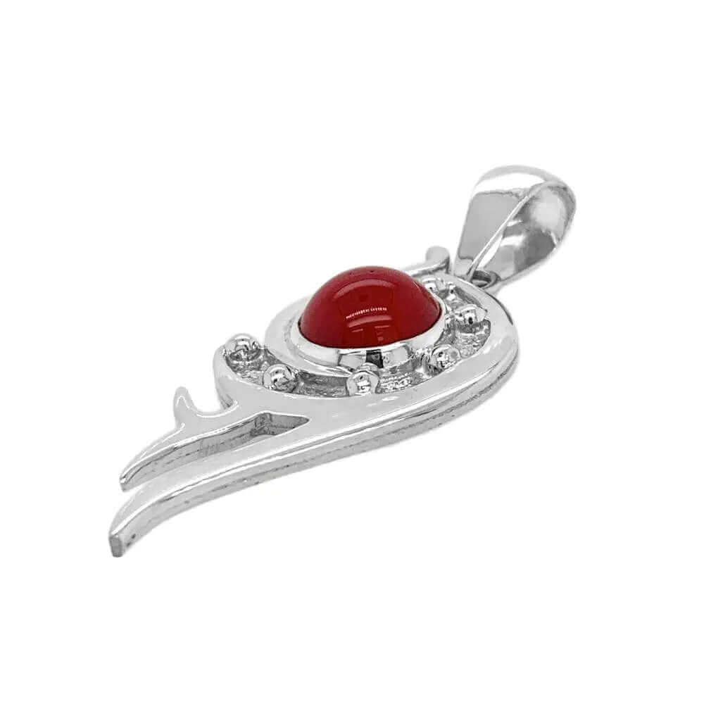 Flame Silver Pendant with Gemstone side - Nueve Sterling