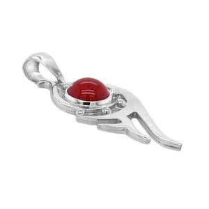 Flame Silver Pendant with Gemstone flat - Nueve Sterling
