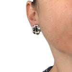 Flower Silver Earrings with model - Nueve Sterling