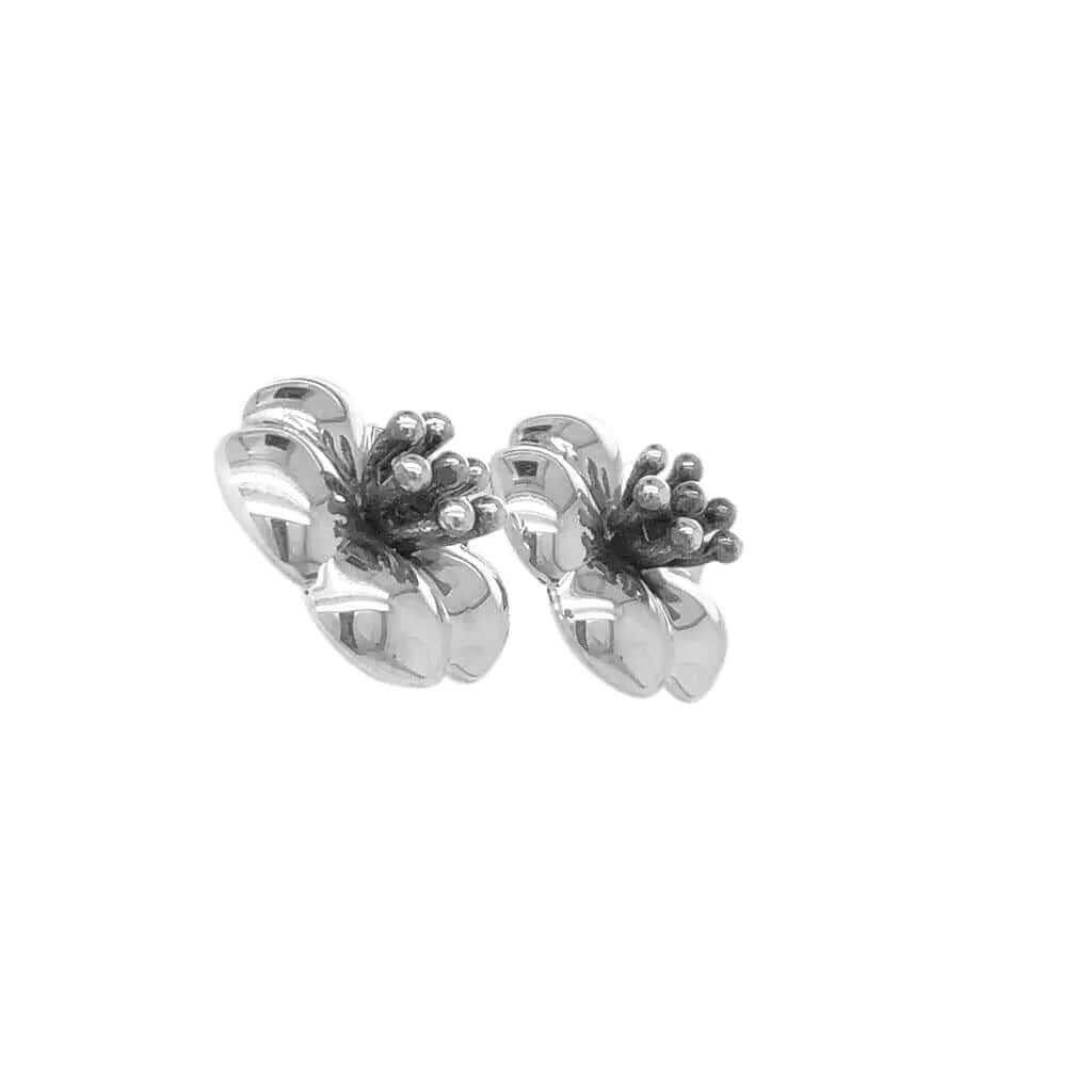 Flower Silver Earrings side - Nueve Sterling