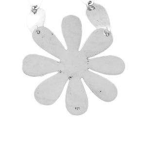 Flower and Leaves Silver Necklace back - Nueve Sterling